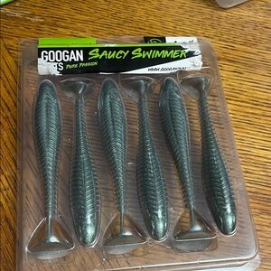Googan Saucy Swimmer Soft Paddle Tail Baits - Green/Black